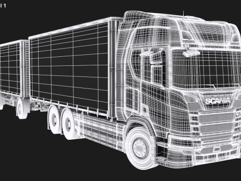 Scania R500 Tandem Trailer 3D Model