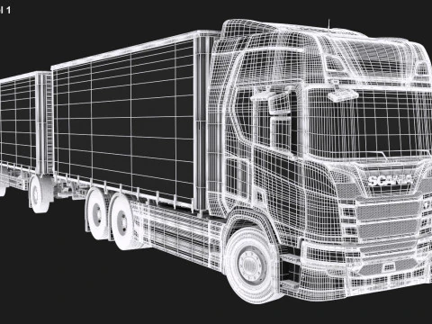 Scania R500 Tandem Trailer 3D Model