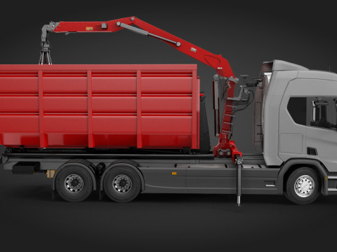 Waste Handling Crane Truck 3D Model