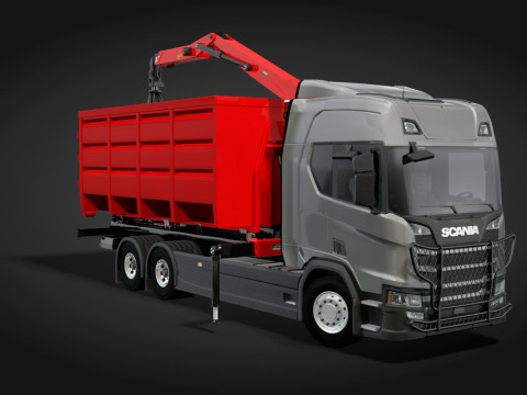 Waste Handling Crane Truck 3D Model