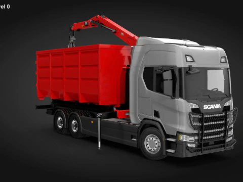 Waste Handling Crane Truck 3D Model