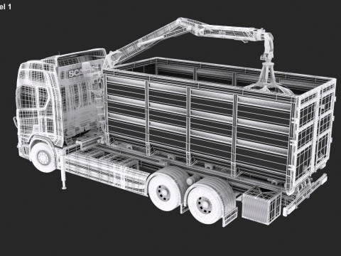Waste Handling Crane Truck 3D Model