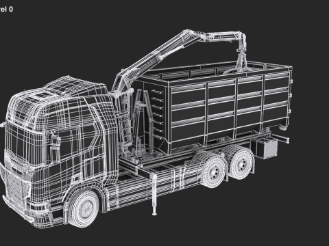Waste Handling Crane Truck 3D Model