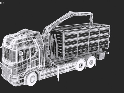 Waste Handling Crane Truck 3D Model