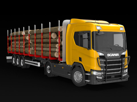 Scania R Timber Truck 3D Model