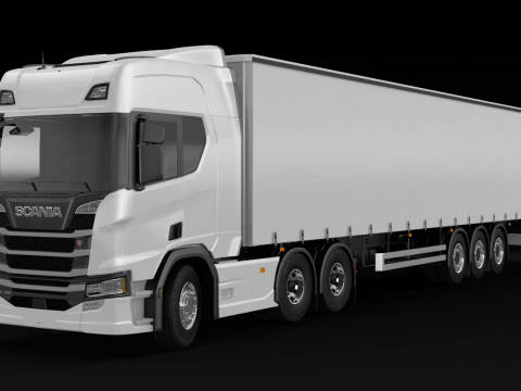 Scania R500 Tautliner Trailer 3D Model