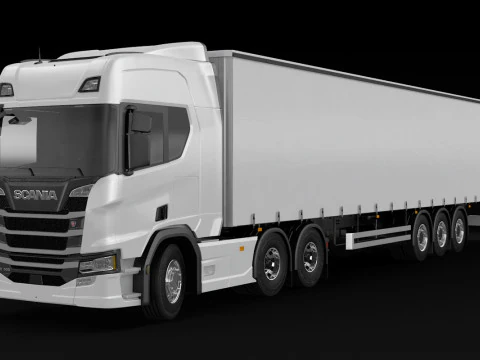 Rimorchio telonato Scania R500 Modello 3D