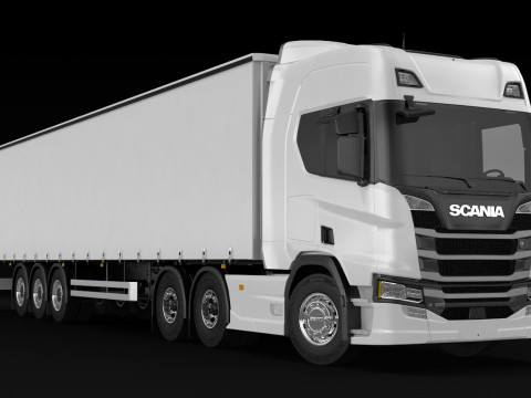 Scania R500 Tautliner Trailer Modelo 3D