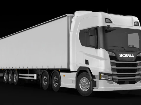 Scania R500 Tautliner Trailer 3D Model
