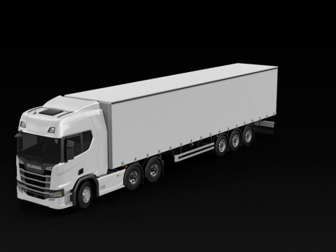 Scania R500 Tautliner Trailer Modelo 3D