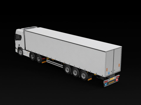 Scania R500 Tautliner Trailer Modelo 3D