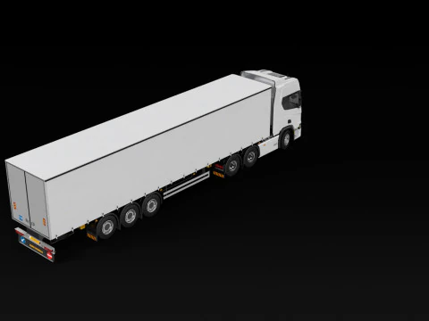 Scania R500 Tautliner Trailer 3D Model