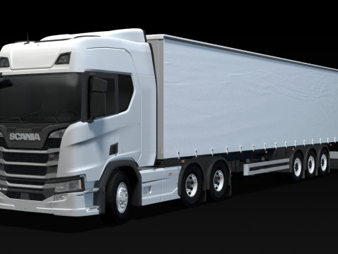 Scania R500 Tautliner Trailer Modelo 3D