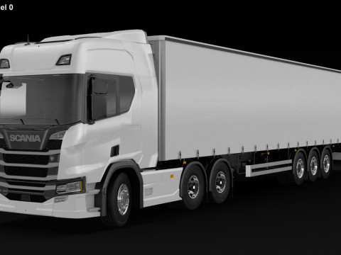 Scania R500 Tautliner Trailer Modelo 3D