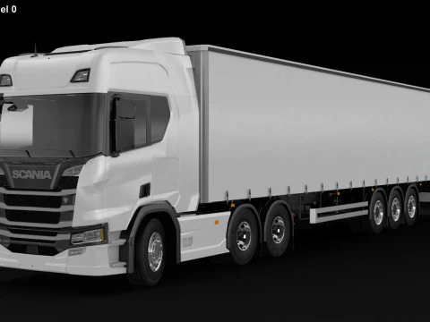 Scania R500 Tautliner Trailer 3D Model