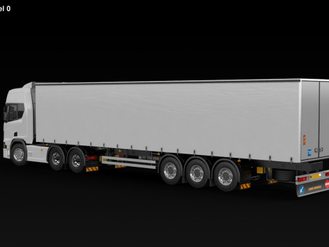 Scania R500 Tautliner Trailer Modelo 3D