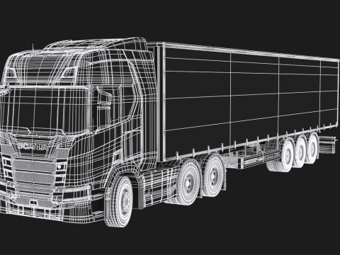 Scania R500 Tautliner Trailer Modelo 3D