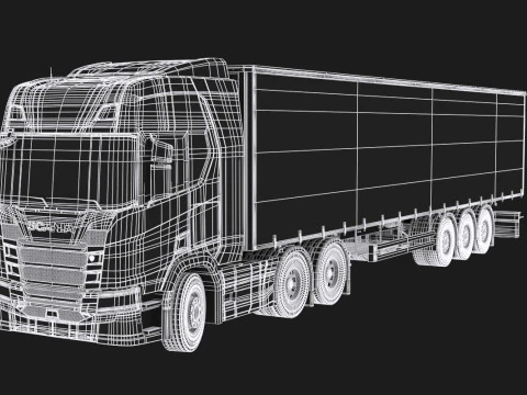 Scania R500 Tautliner Trailer 3D Model