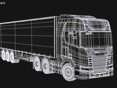 Scania R500 Tautliner Trailer Modelo 3D