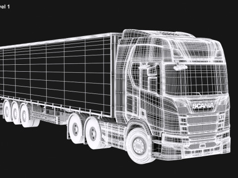 Scania R500 Tautliner Trailer Modelo 3D