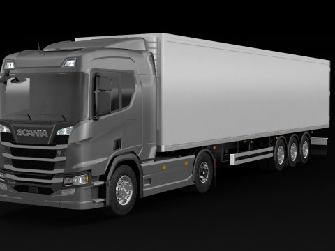 Scania R500 Box Trailer 3D 모델