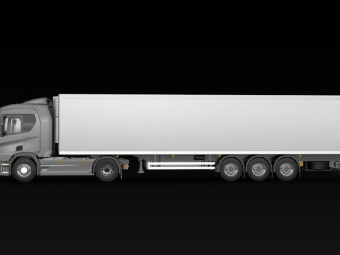 Scania R500 Box Trailer 3D Model