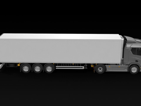 Scania R500 Box Trailer 3D Model