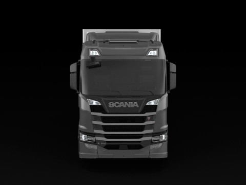 Scania R500 Box Trailer 3D Model