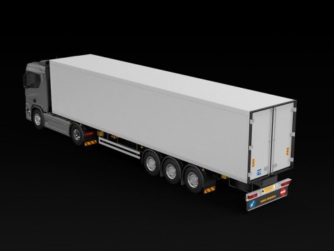 Scania R500 Box Trailer 3D Model