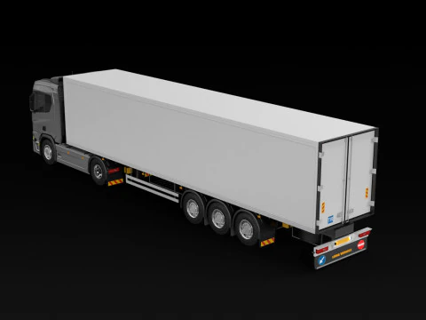 Scania R500 Box Trailer 3D Model