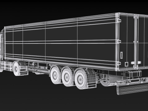 Scania R500 Box Trailer 3D Model