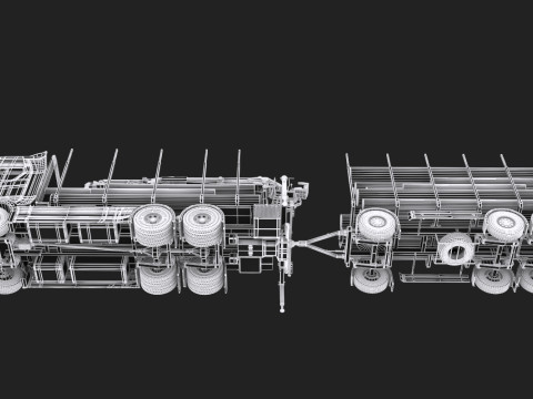Scania Logging Truck and Trailer 3D Model