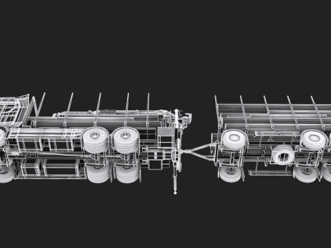 Scania Logging Truck and Trailer 3D Model