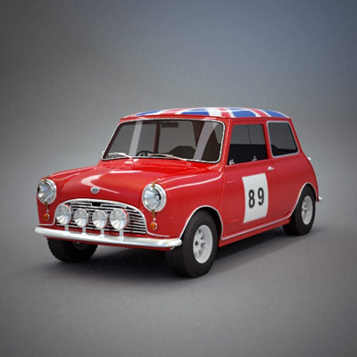 Austin Mini Mk I Rally 3D Model .c4d .max .obj .3ds .fbx .stl .blend