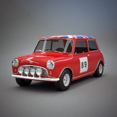 Austin Mini Mk I Rally 3D Model .c4d .max .obj .3ds .fbx .stl .blend