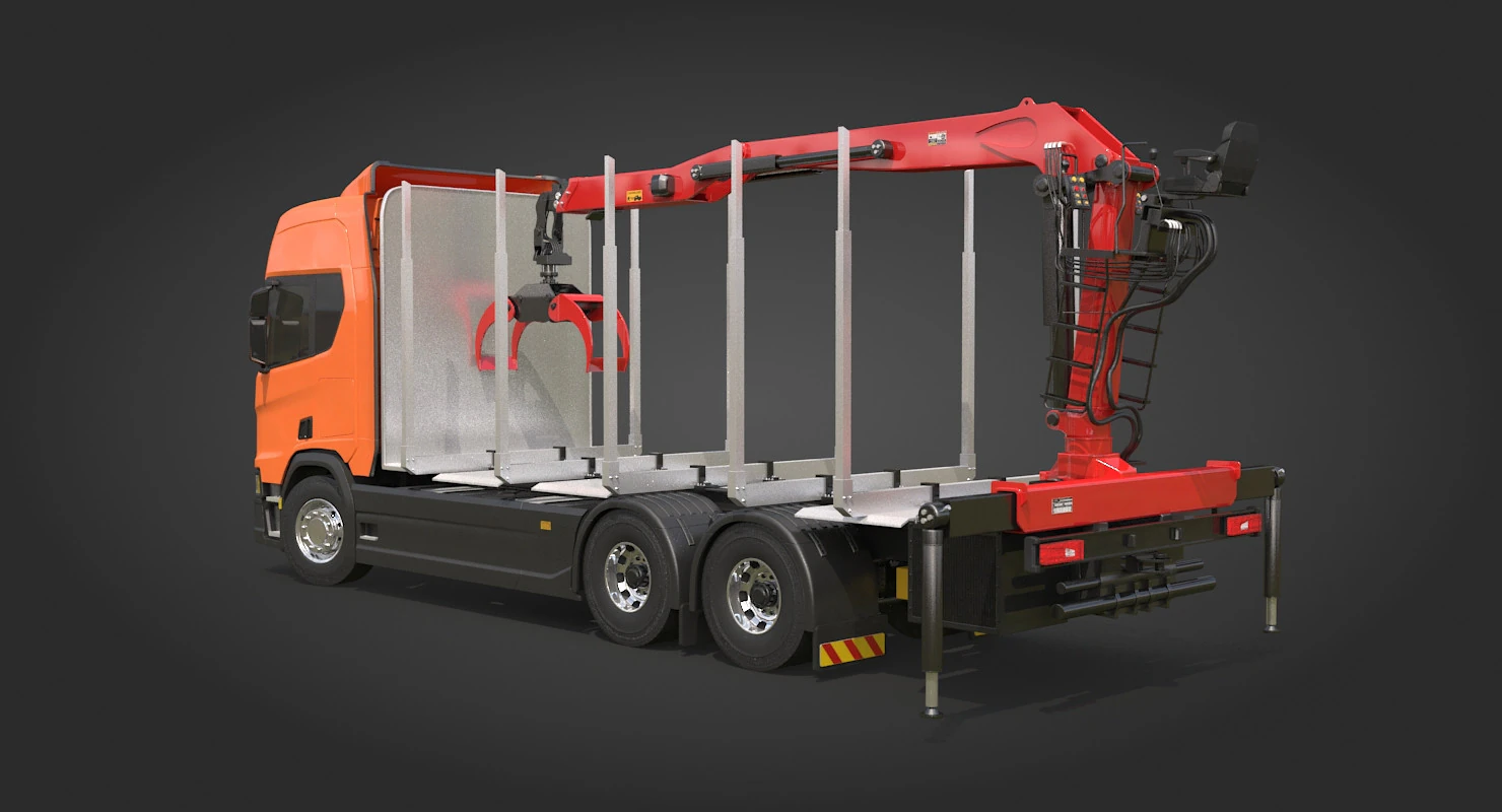 Scania Logging Truck 3D Model .c4d .max .obj .3ds .fbx .stl .blend 