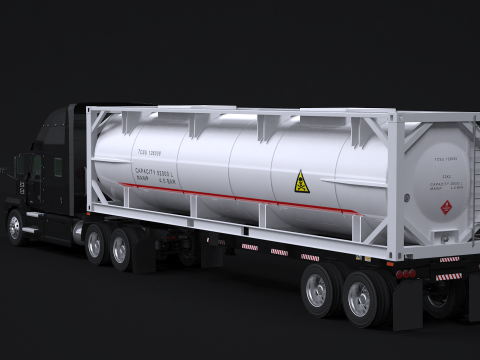Sattelschlepper und ISO-Tankanhänger 3D Modell
