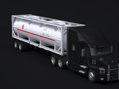 Sattelschlepper und ISO-Tankanhänger 3D Modell