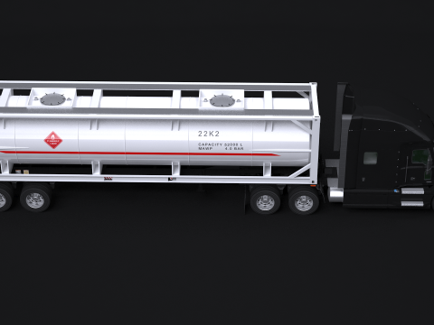 Sattelschlepper und ISO-Tankanhänger 3D Modell