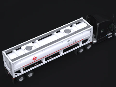 Trailer Semitruck dan Tangki ISO Model 3D