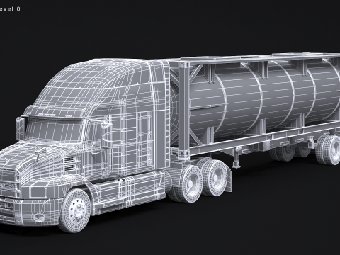 Sattelschlepper und ISO-Tankanhänger 3D Modell