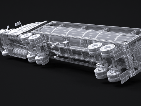 Sattelschlepper und ISO-Tankanhänger 3D Modell