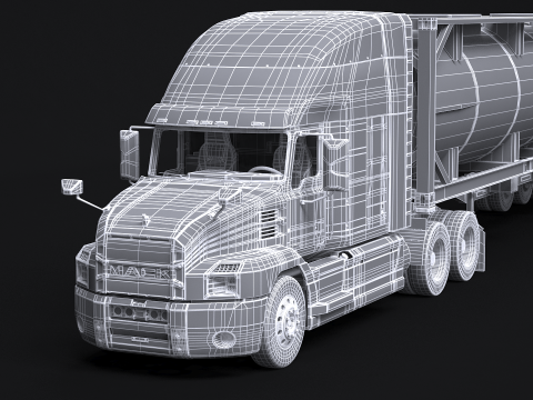 Sattelschlepper und ISO-Tankanhänger 3D Modell
