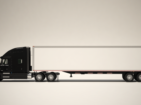 美国卡车箱式拖车 3D 模型