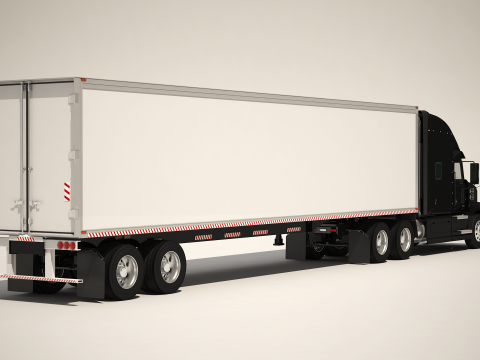 미국 트럭 박스 트레일러 3D 모델