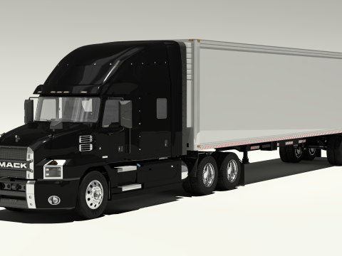 미국 트럭 박스 트레일러 3D 모델