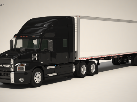 미국 트럭 박스 트레일러 3D 모델