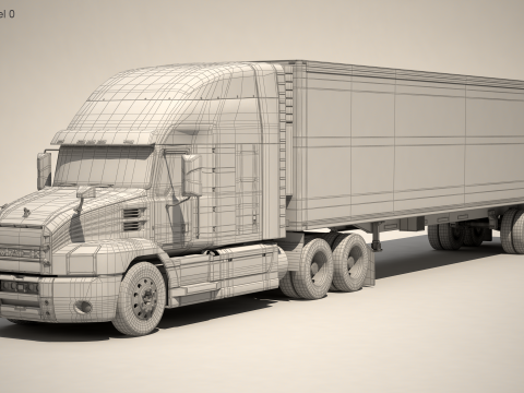 미국 트럭 박스 트레일러 3D 모델