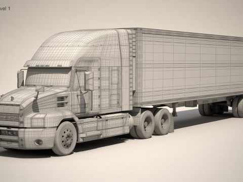 미국 트럭 박스 트레일러 3D 모델