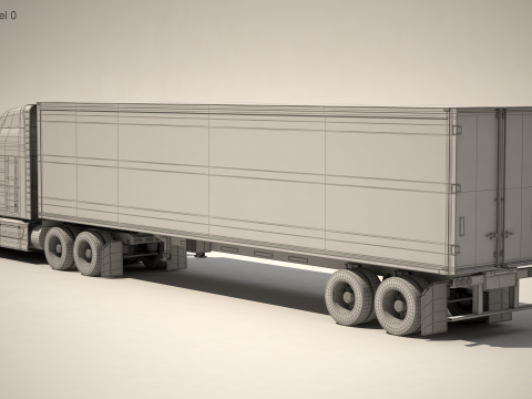 미국 트럭 박스 트레일러 3D 모델